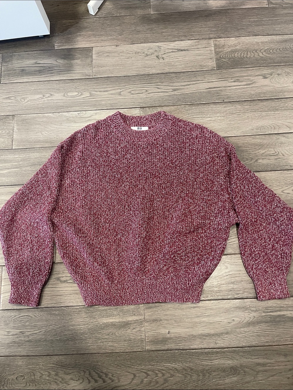 Uniqlo Marled Wine Crewneck Knit Sweater